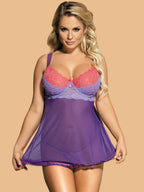 Women's Two-Tone Lace Nightdress - Purple