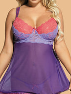 Women's Two-Tone Lace Nightdress - Purple