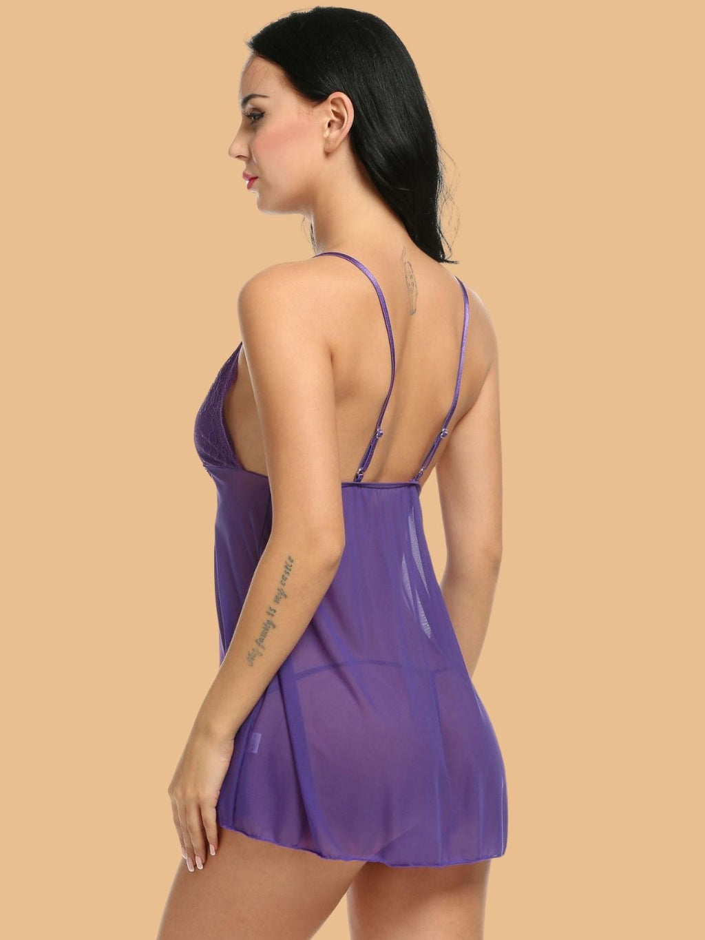 Women's Lace Bow Tie Spaghetti Strap Nightdress