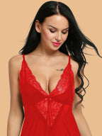 Women's Lace Bow Tie Spaghetti Strap Nightdress