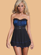 Women's Satin Ruched Strapless Tiered Nightdress