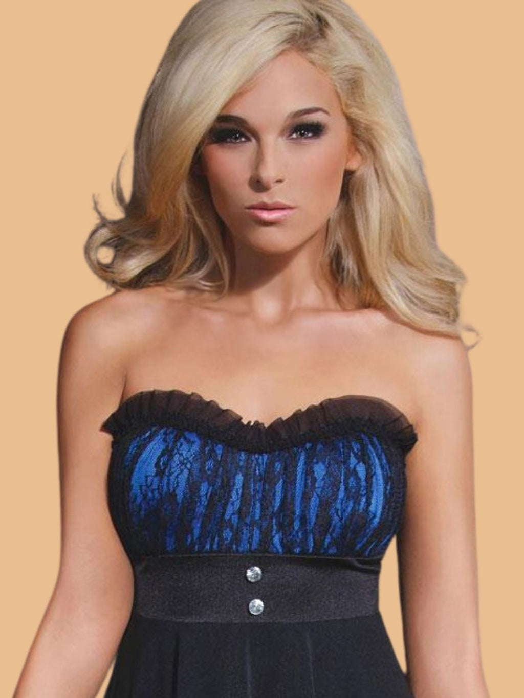 Women's Satin Ruched Strapless Tiered Nightdress