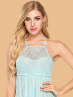 Women's Lace Yoke Halter Nightdress With G String