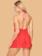 Women's Lace Yoke Halter Nightdress With G String