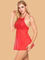 Women's Lace Yoke Halter Nightdress With G String