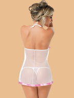 Women's Lace Halter Nightdress With Satin Bow