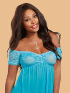 Women's Lace Off Shoulder Nightdress With G String