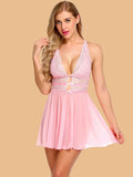 Women's Lace Tie Front Nightdress With G String