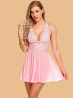 Women's Lace Tie Front Nightdress With G String