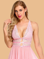 Women's Lace Tie Front Nightdress With G String
