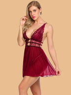 Women's Lace Tie Front Nightdress With G String