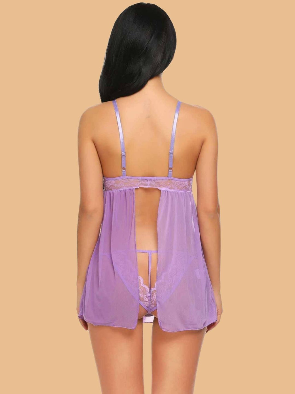 Women's Lace Cage Strap Nightdress With G String