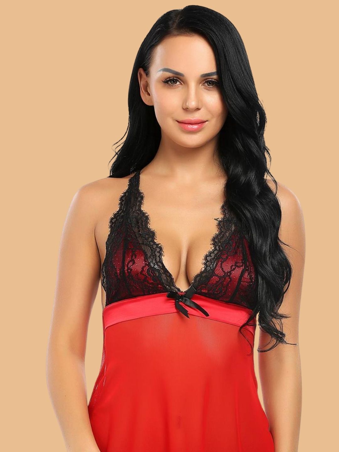 Women's Lace Bow Nightdress With G String