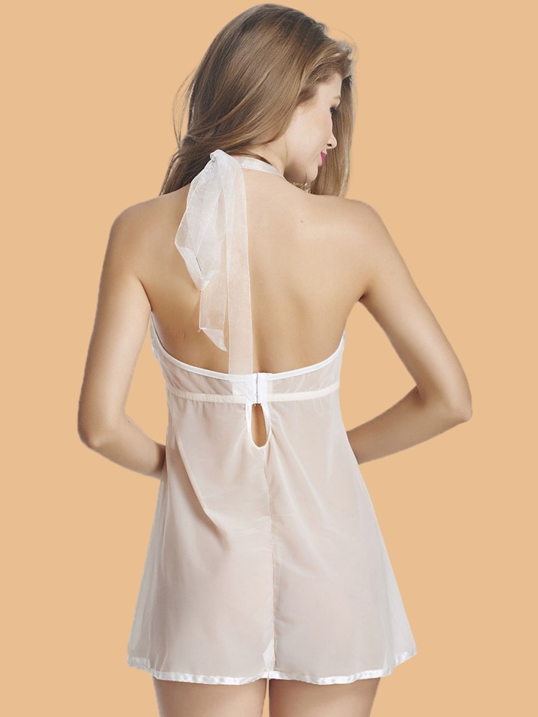 Women's Lace Bust Halter Neck Nightdress With G String