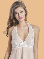 Women's Lace Bust Halter Neck Nightdress With G String