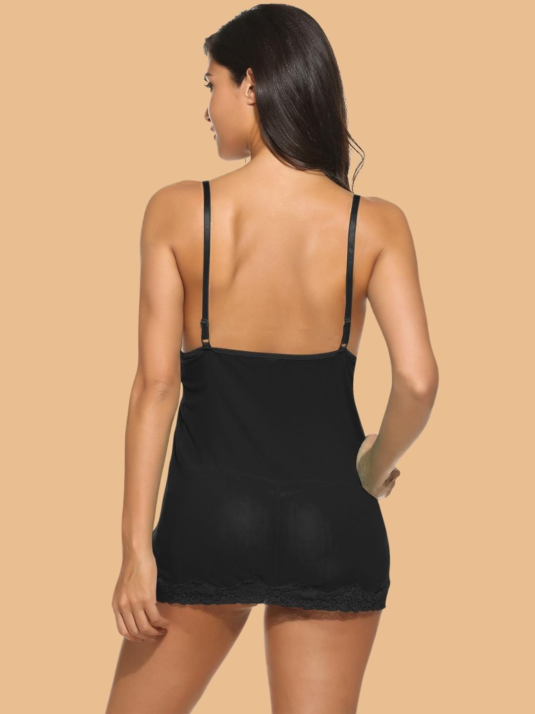 Women's Lace Open Front Mesh Top With G String