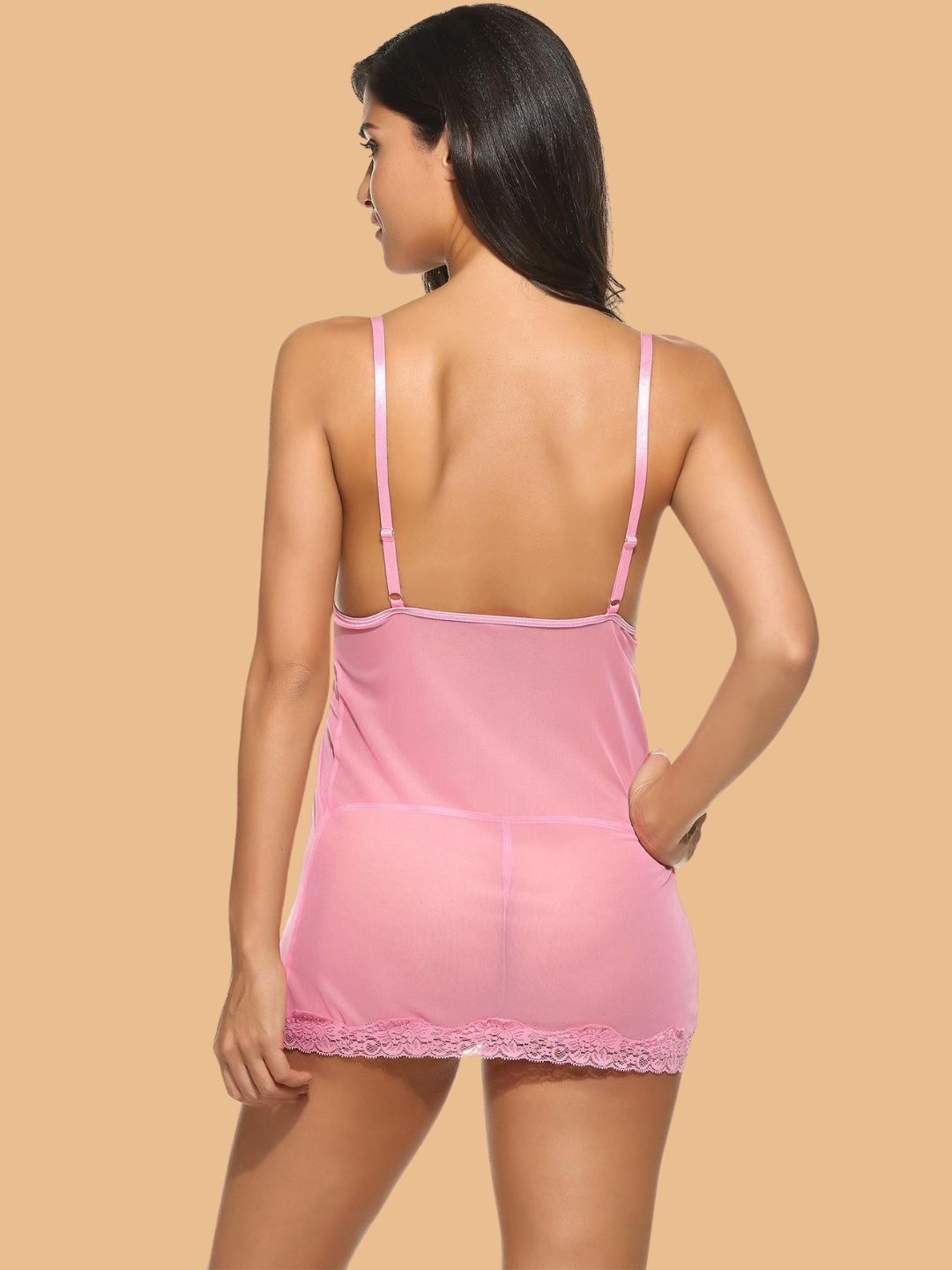 Women's Lace Open Front Mesh Top With G String