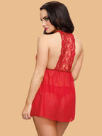 Women's Lace Cross Strap Nightdress With Thong