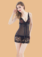 Women's Lace Nightdress With Ribbon Tie