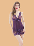 Women's Lace Nightdress With Ribbon Tie