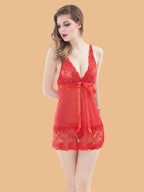 Women's Lace Nightdress With Ribbon Tie