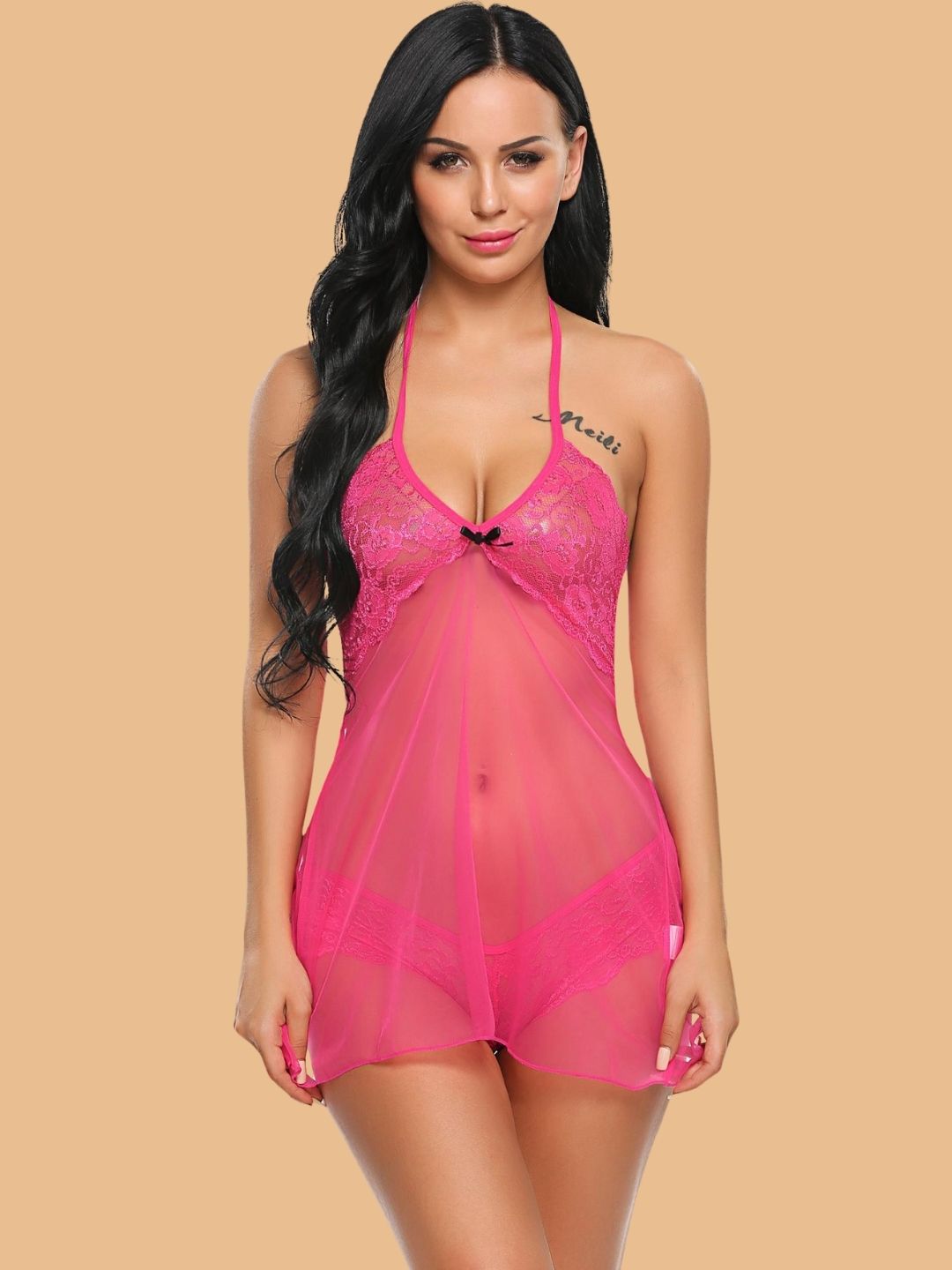 Women's Halter Neck Lace Nightdress