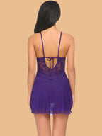 Women's Deep V-Neck Lace Slip Nightdress With G-String