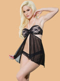 Women's Halter Neck Lace Bandeau Nightdress With Thong