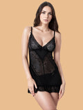 Women's V-Neck Sleeveless Lace Nightdress With G-String