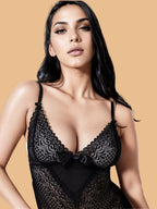 Women's V-Neck Sleeveless Lace Nightdress With G-String