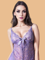 Women's V-Neck Sleeveless Lace Nightdress With G-String