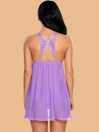 Women's Deep V-Neck Lace Nightdress With Thong