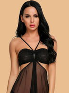 Women's Halter Neck Cutout Nightdress With G-String
