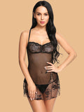 Women's Sweetheart Neck Floral Lace Nightdress With G-String