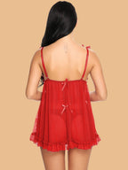 Women's V-Neck Lace Trim Nightdress With G-String