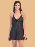 Women's Halter Neck Lace Bust Nightdress With G-String