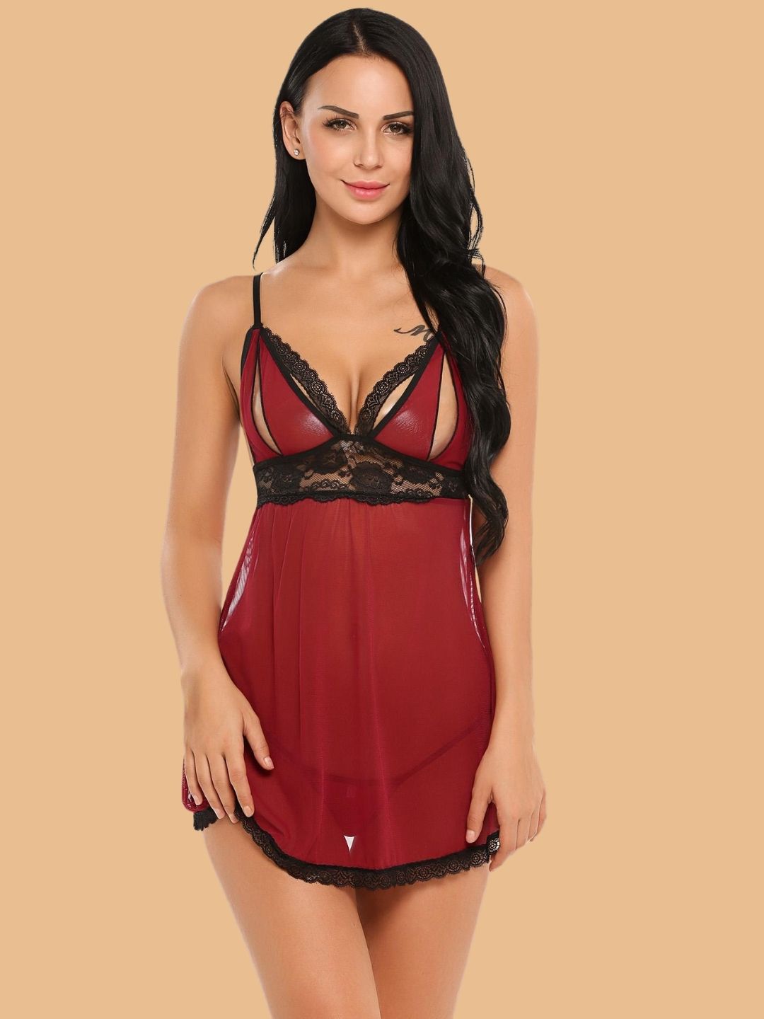 Women's Lace Nightdress With G-String