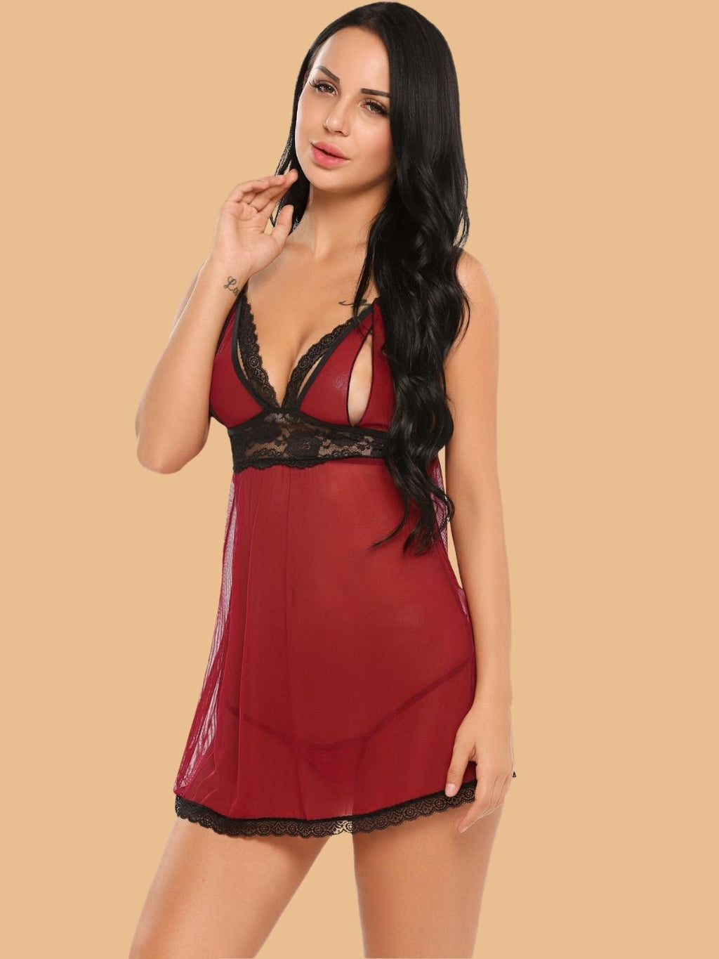 Women's Lace Nightdress With G-String