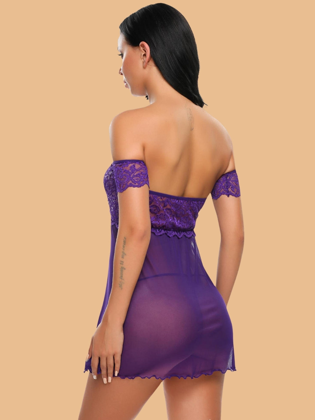 Women's Off Shoulder Lace Bodice Nightdress