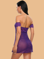 Women's Off Shoulder Lace Bodice Nightdress