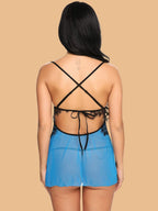 Women's Halter Deep V Neck Lace Nightdress With Open Back