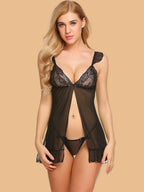 Women's Open-Front Lace Nightdress With G-String