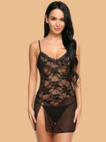 Women's Floral Lace Nightdress With G-String