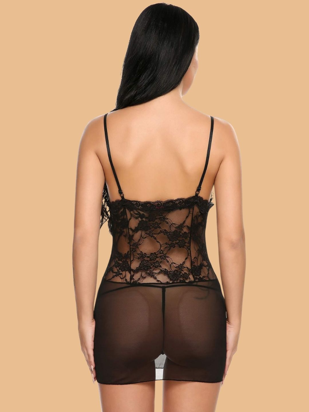 Women's Floral Lace Nightdress With G-String