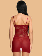 Women's Floral Lace Nightdress With G-String