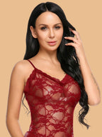 Women's Floral Lace Nightdress With G-String