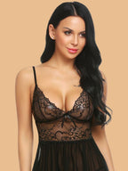 Women's Lace Nightdress With Satin Bow