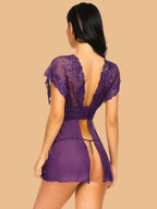 Women's Lace Nightdress With Deep V Neck