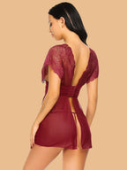 Women's Lace Nightdress With Deep V Neck