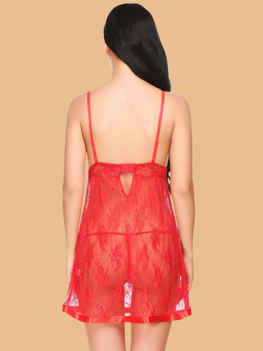 Women's Floral Lace Nightdress With Satin Hem
